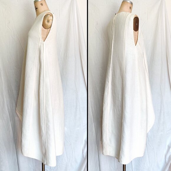 Narciso Rodriguez SS16 White Silk Linen Midi Asymmetrical Sack Dress 42 6 Small - Picture 4 of 12